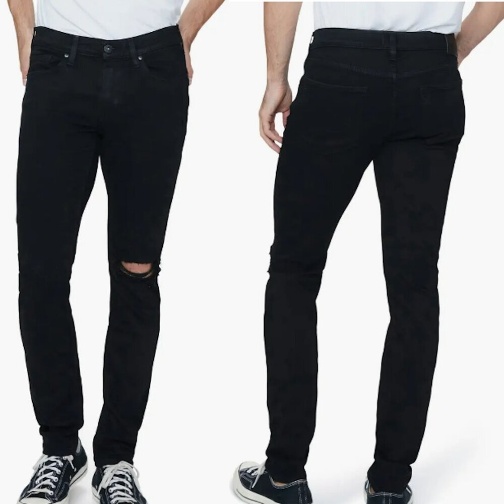 NWT New $199 Paige Black Croft Skinny Distressed Jeans Size 31